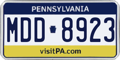 PA license plate MDD8923