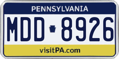 PA license plate MDD8926