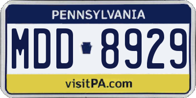 PA license plate MDD8929