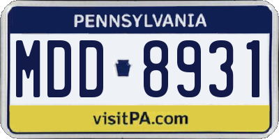 PA license plate MDD8931