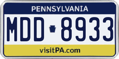 PA license plate MDD8933