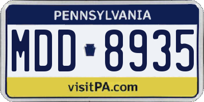 PA license plate MDD8935