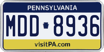 PA license plate MDD8936