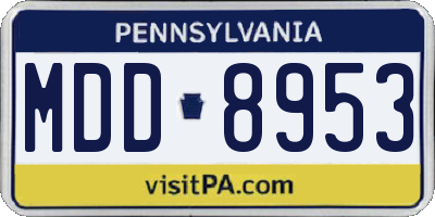 PA license plate MDD8953