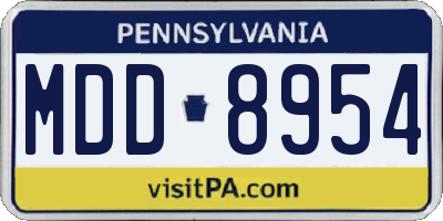 PA license plate MDD8954