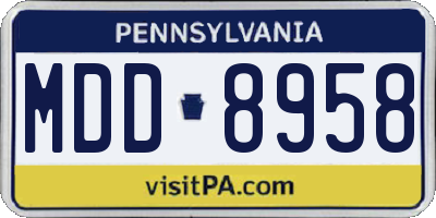 PA license plate MDD8958