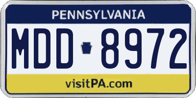 PA license plate MDD8972