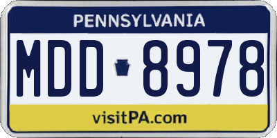 PA license plate MDD8978