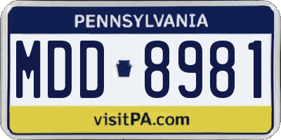 PA license plate MDD8981
