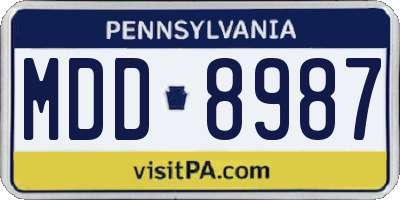 PA license plate MDD8987