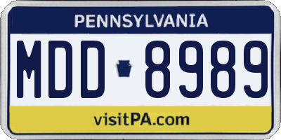 PA license plate MDD8989