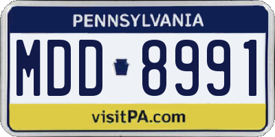 PA license plate MDD8991