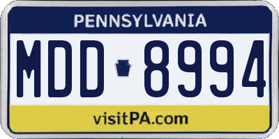 PA license plate MDD8994