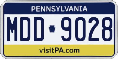 PA license plate MDD9028