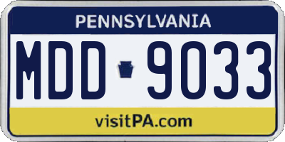 PA license plate MDD9033