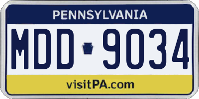 PA license plate MDD9034