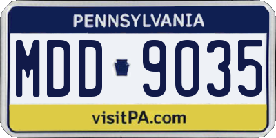 PA license plate MDD9035
