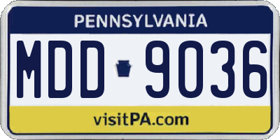 PA license plate MDD9036