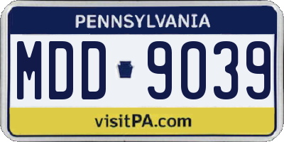 PA license plate MDD9039
