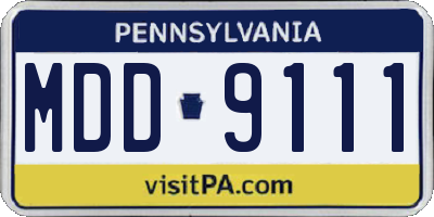 PA license plate MDD9111