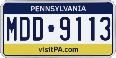 PA license plate MDD9113