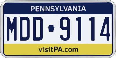 PA license plate MDD9114
