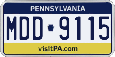 PA license plate MDD9115