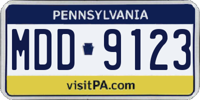 PA license plate MDD9123