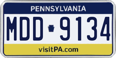 PA license plate MDD9134
