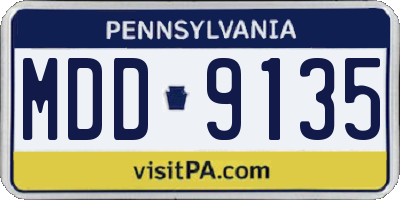 PA license plate MDD9135