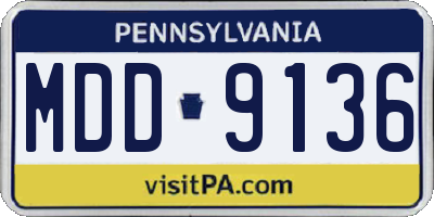 PA license plate MDD9136