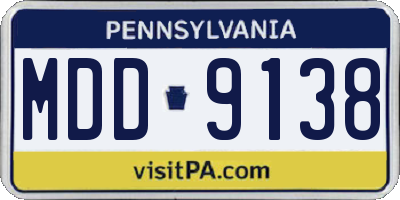 PA license plate MDD9138