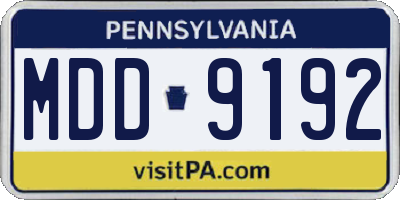 PA license plate MDD9192