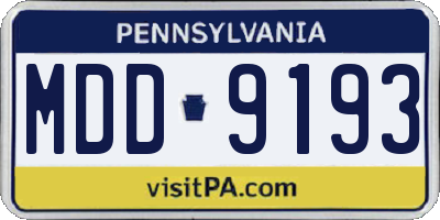 PA license plate MDD9193