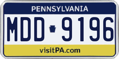 PA license plate MDD9196