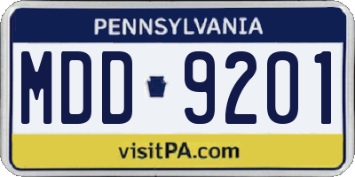 PA license plate MDD9201