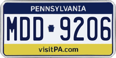 PA license plate MDD9206