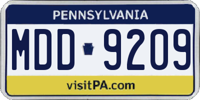 PA license plate MDD9209