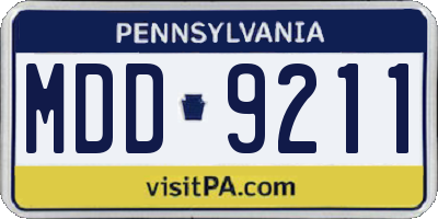 PA license plate MDD9211