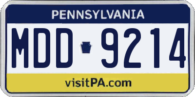 PA license plate MDD9214