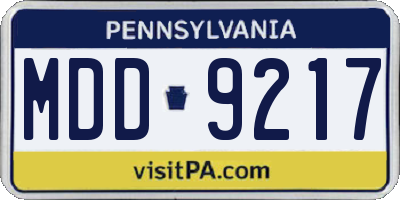 PA license plate MDD9217