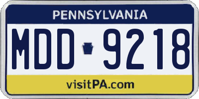 PA license plate MDD9218