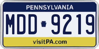 PA license plate MDD9219