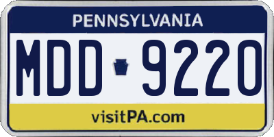 PA license plate MDD9220