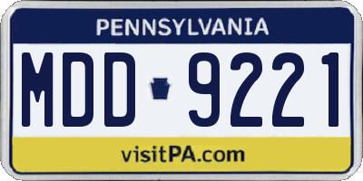 PA license plate MDD9221