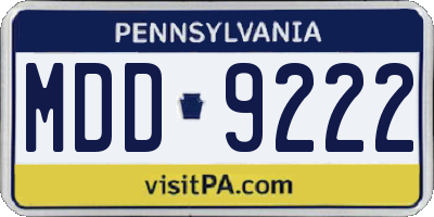 PA license plate MDD9222