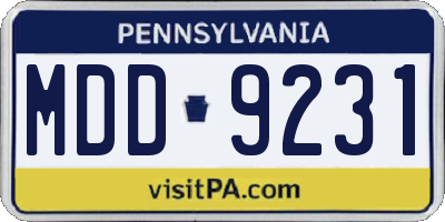 PA license plate MDD9231
