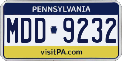 PA license plate MDD9232