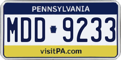 PA license plate MDD9233
