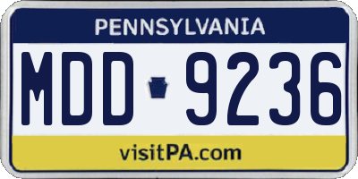 PA license plate MDD9236